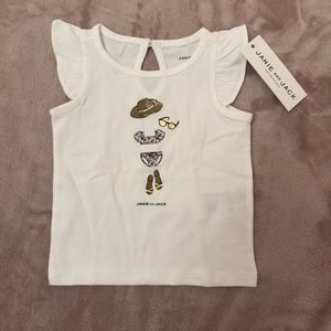 Janie and Jack White Baby Top 3-6M summer sunglasses hat